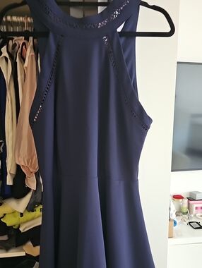 B Darlin Navy Fit-and-Flare Halter Mini Dress